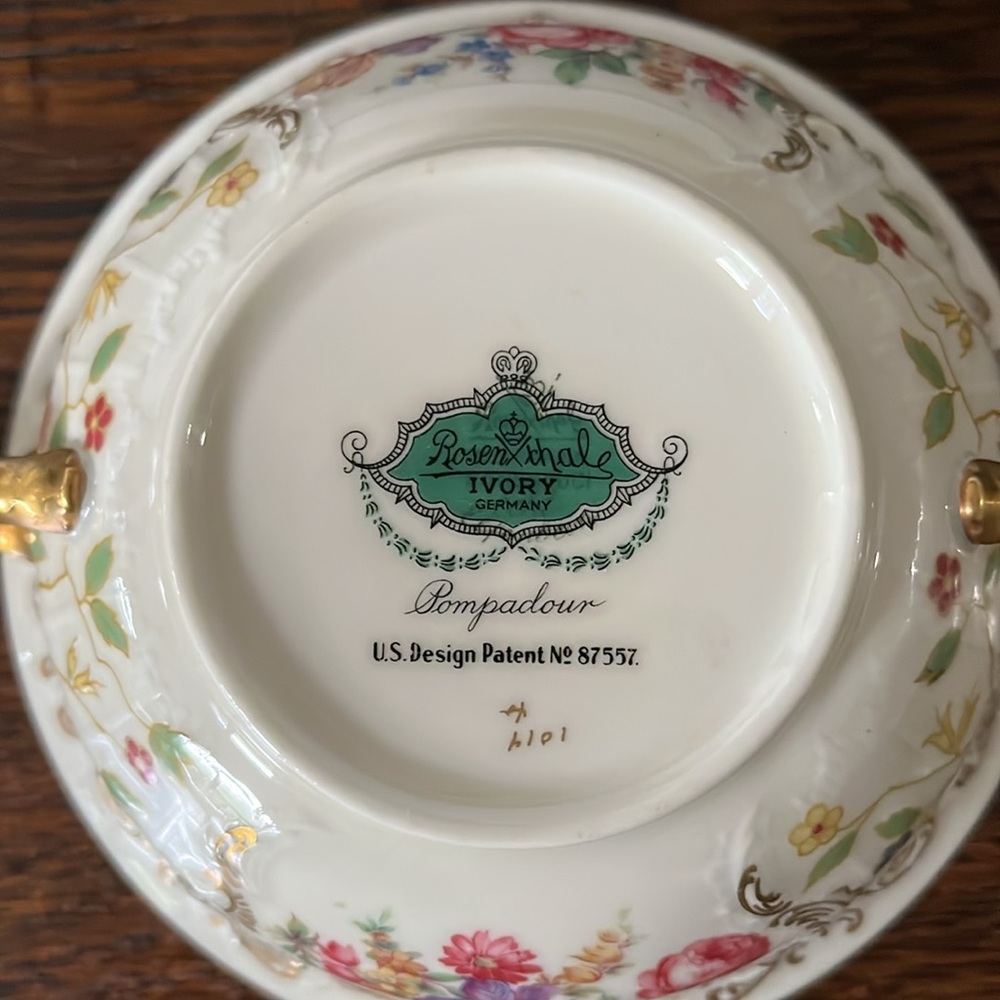 Rosenthal Ivory China, Double Handled Soup Bowl with Saucer. Set of 5. - Picture 7 of 11